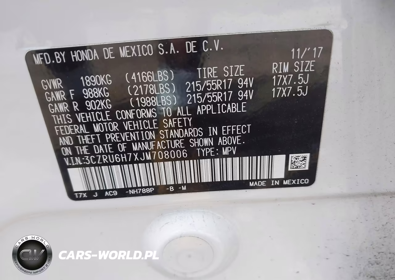2018 Honda Hr-V Ex-L VIN:3CZRU6H7XJM708006 - 9