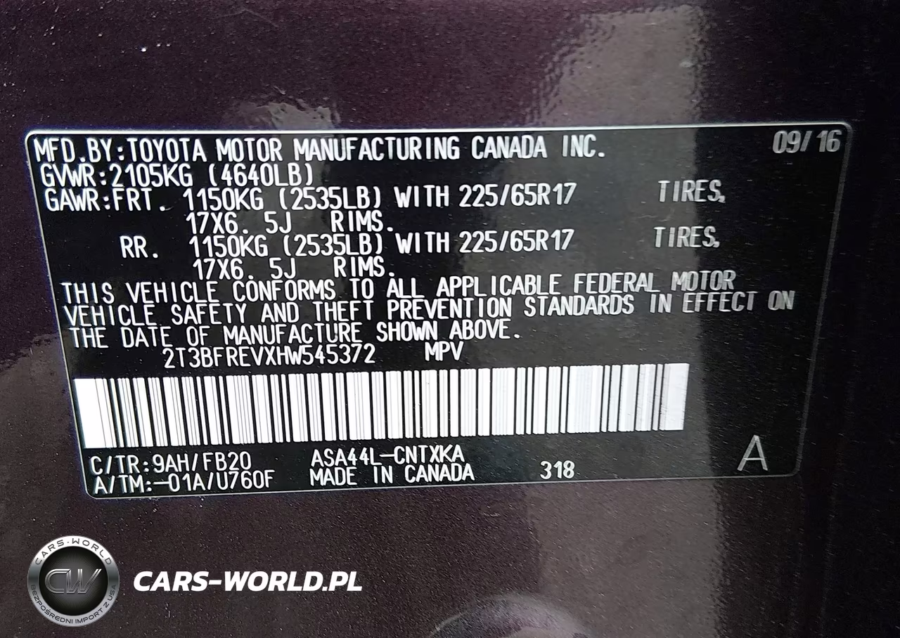 2017 Toyota Rav4 Le VIN:2T3BFREVXHW545372 - 9