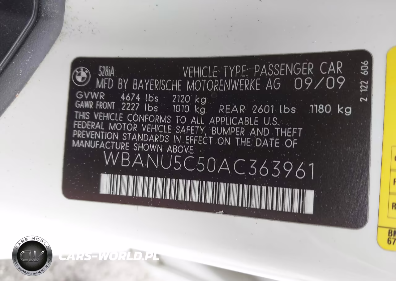 2010 BMW 528I VIN:WBANU5C50AC363961 - 9
