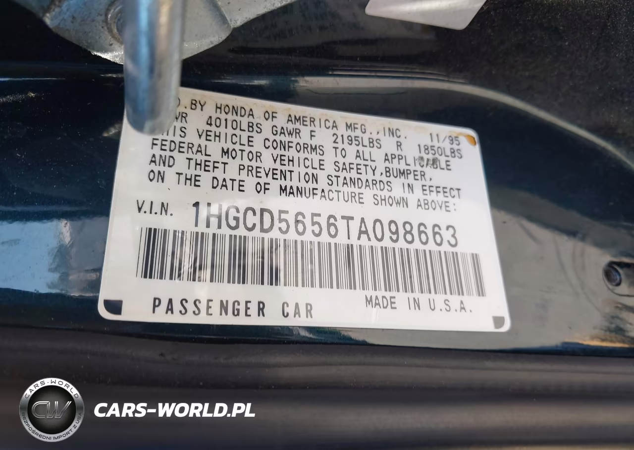 1996 Honda Accord Ex-Ex-R VIN:1HGCD5656TA098663 - 9