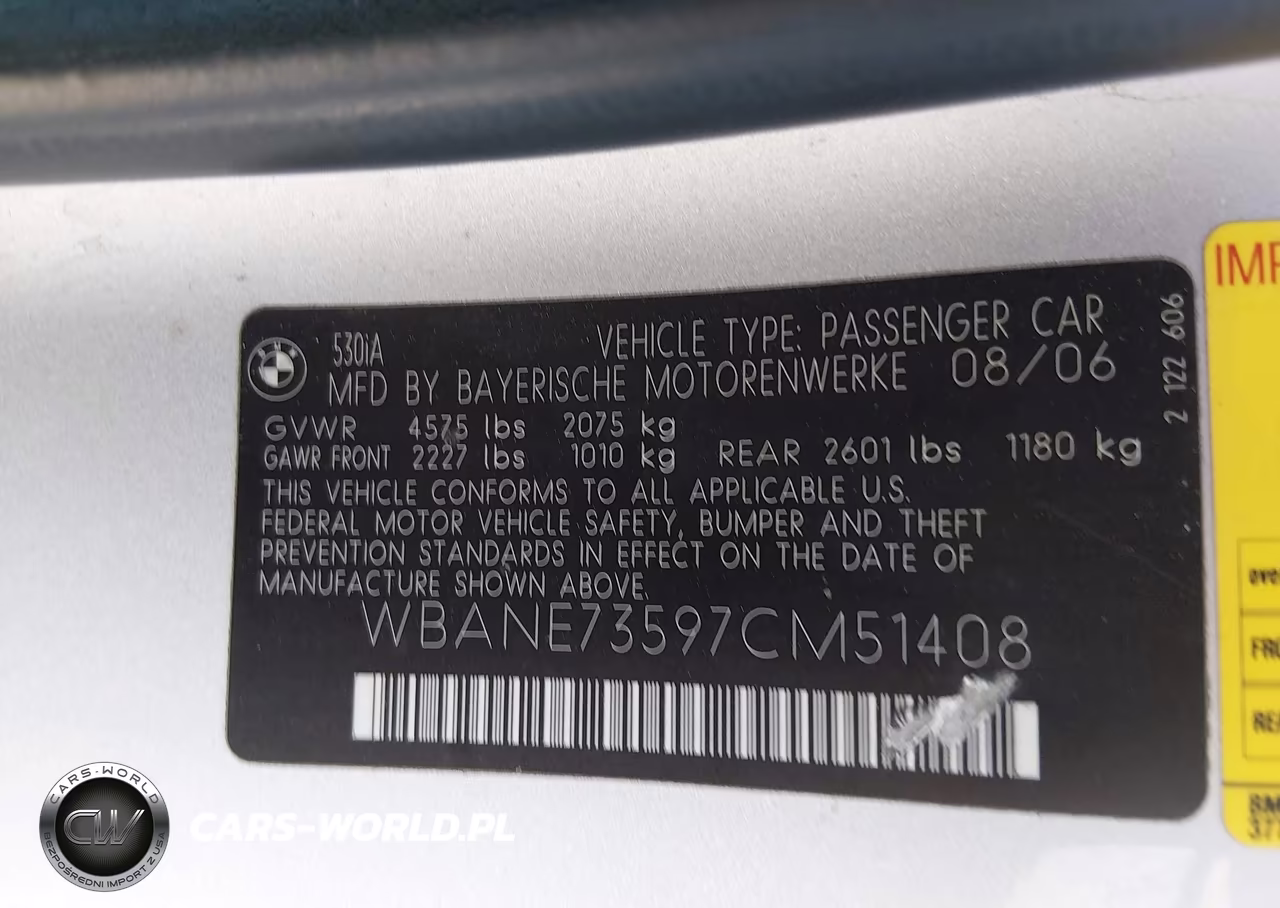 2007 BMW 530I VIN:WBANE73597CM51408 - 9