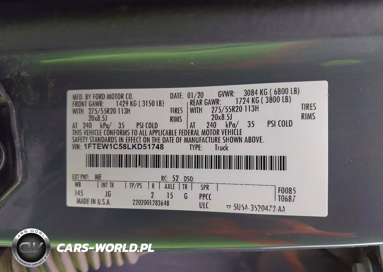 2020 Ford F-150 Xl VIN:1FTEW1C58LKD51748 - 9