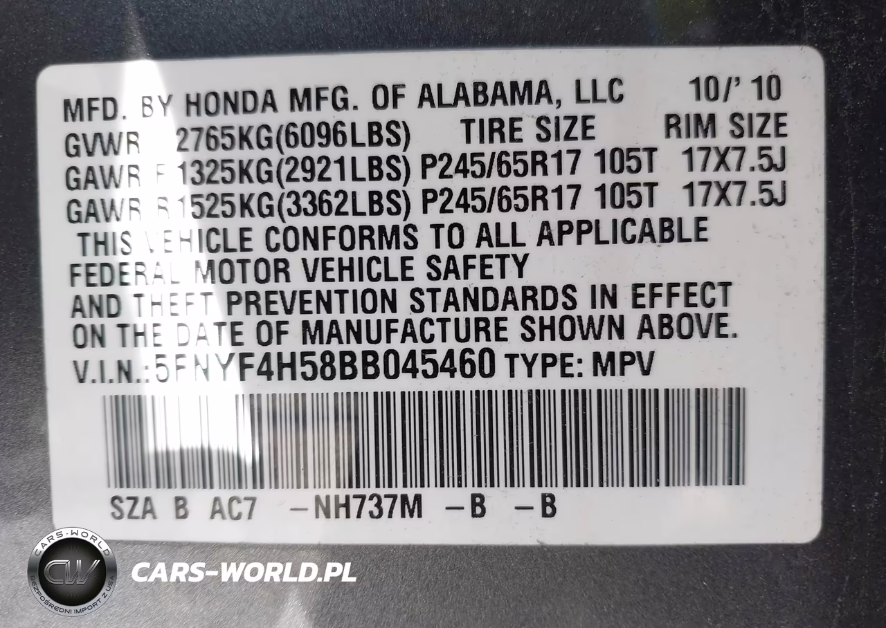 2011 Honda Pilot Ex-L VIN:5FNYF4H58BB045460 - 9