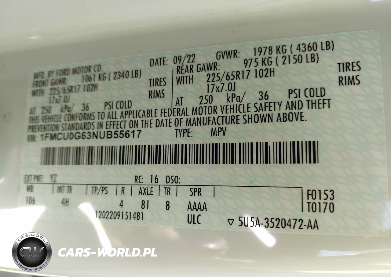 2022 Ford Escape Se VIN:1FMCU0G63NUB55617 - 9
