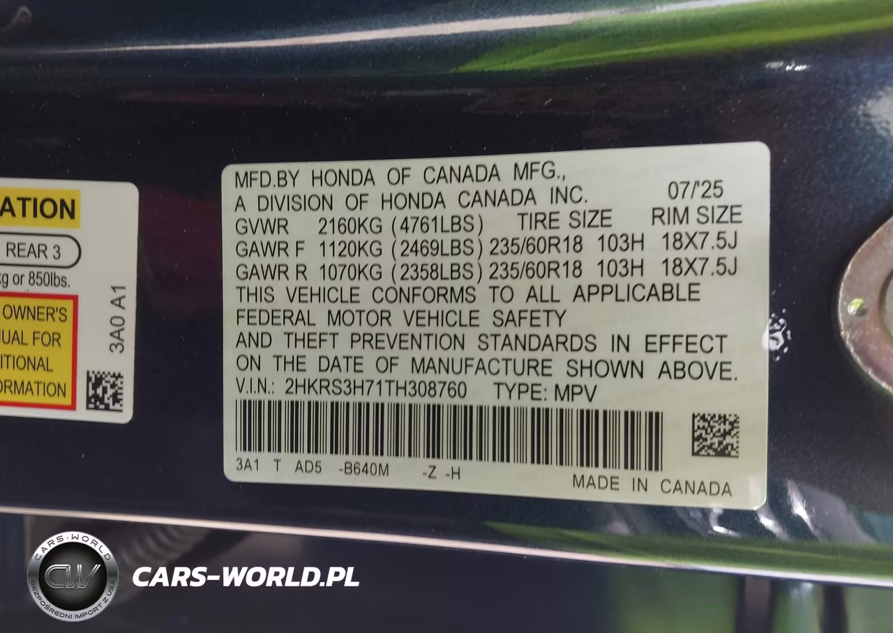 2026 Honda Cr-V Ex-L 2Wd VIN:2HKRS3H71TH308760 - 9