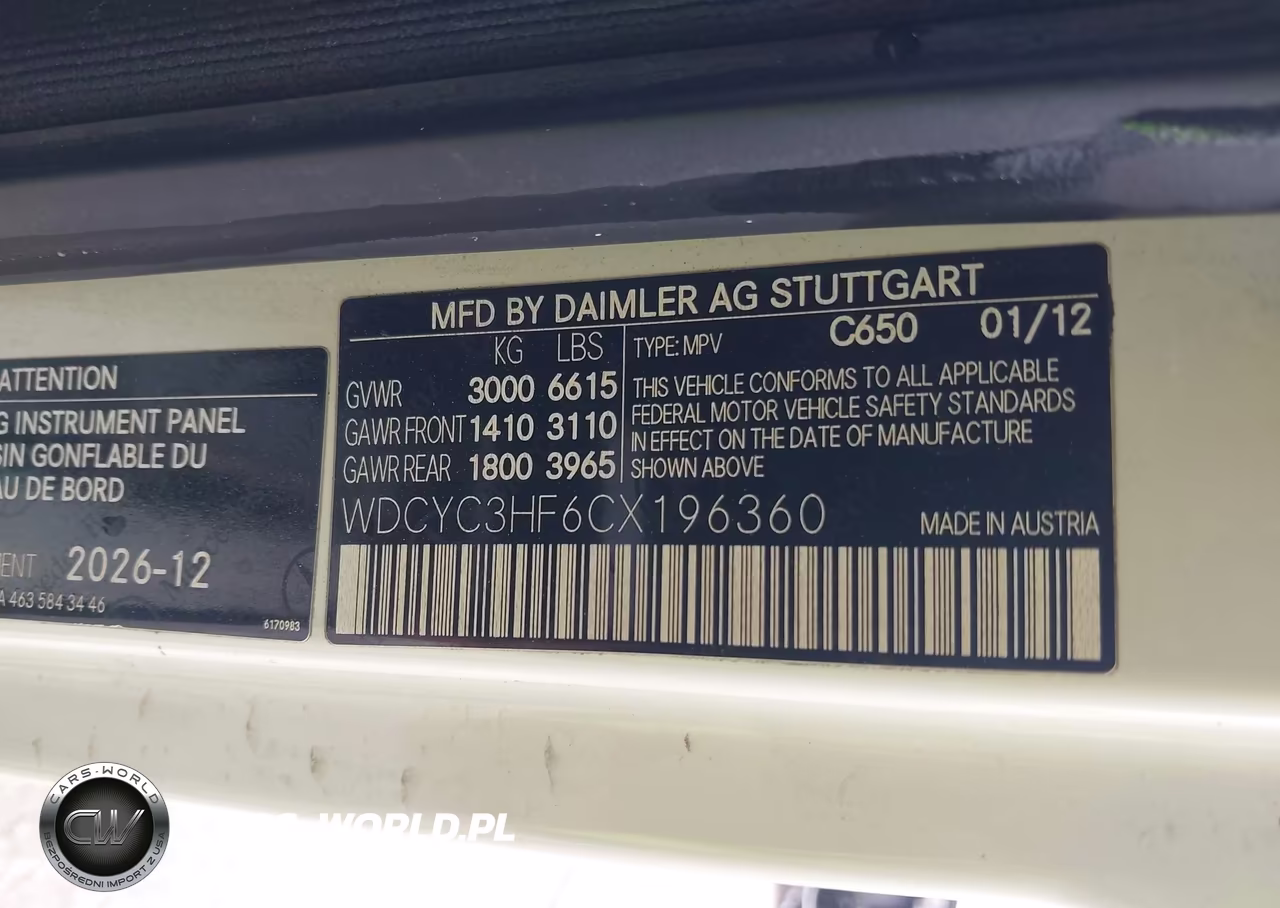 2012 Mercedes-Benz G 550 4Matic VIN:WDCYC3HF6CX196360 - 9