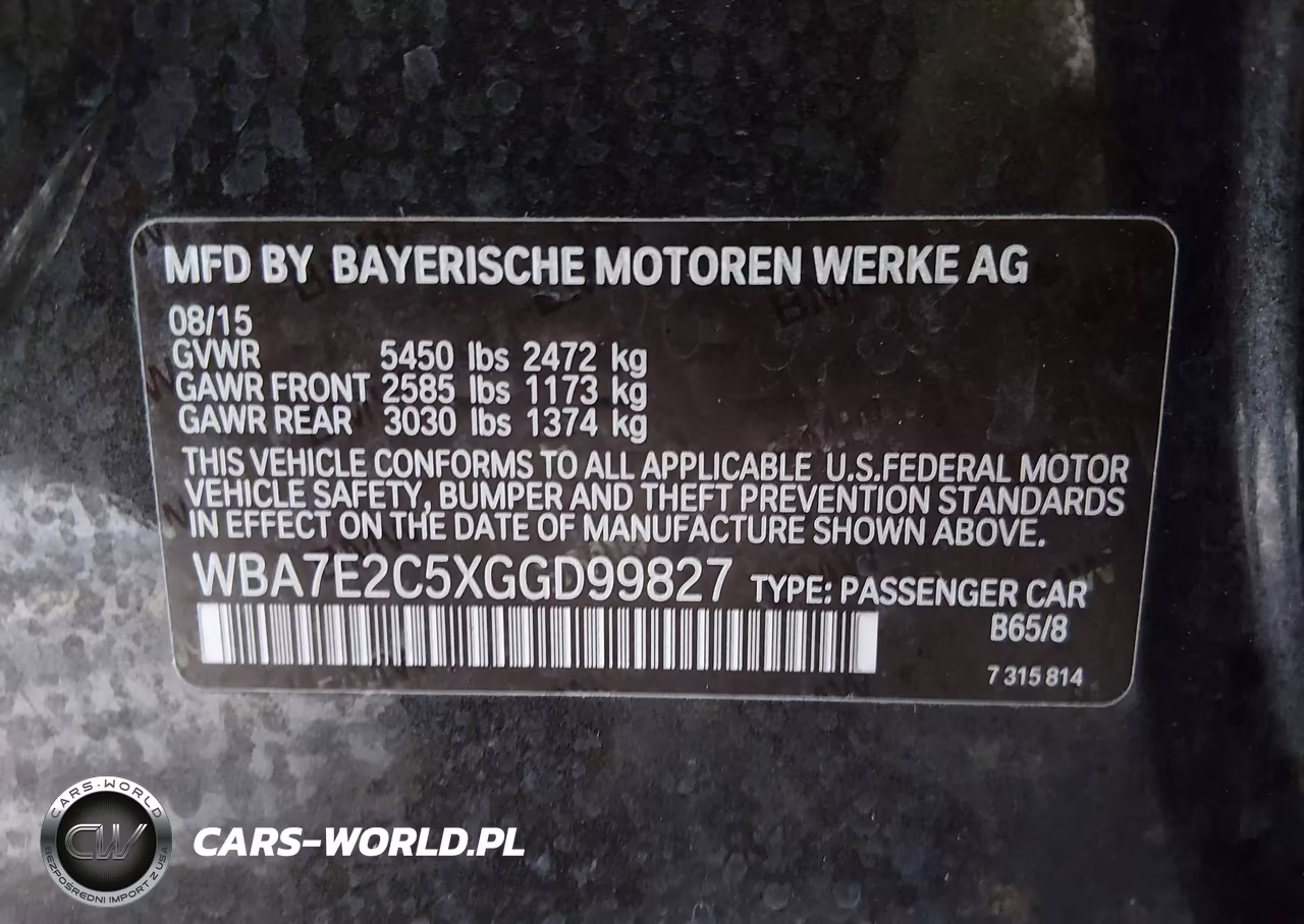 2016 BMW 740I VIN:WBA7E2C5XGGD99827 - 9