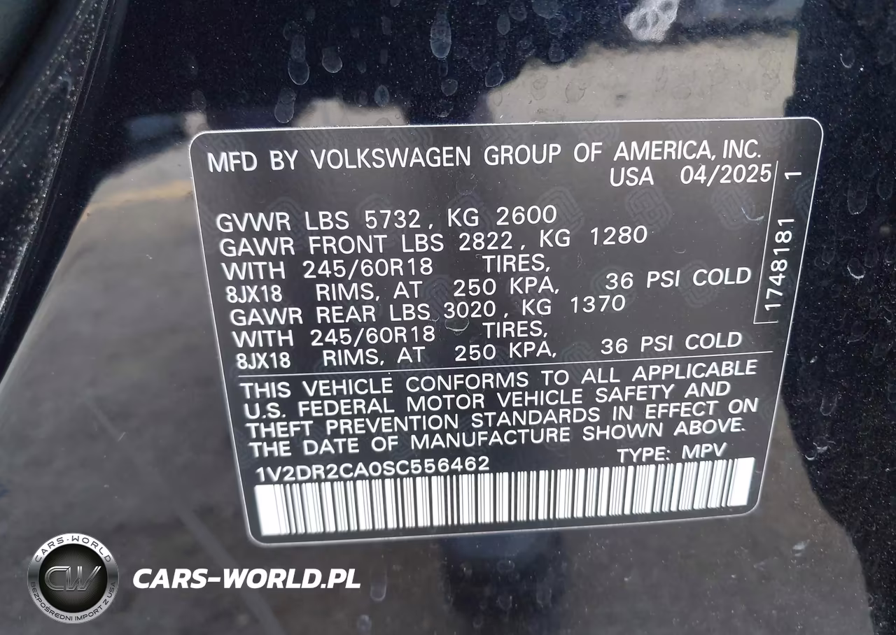 2025 Volkswagen Atlas 2.0T Se VIN:1V2DR2CA0SC556462 - 9