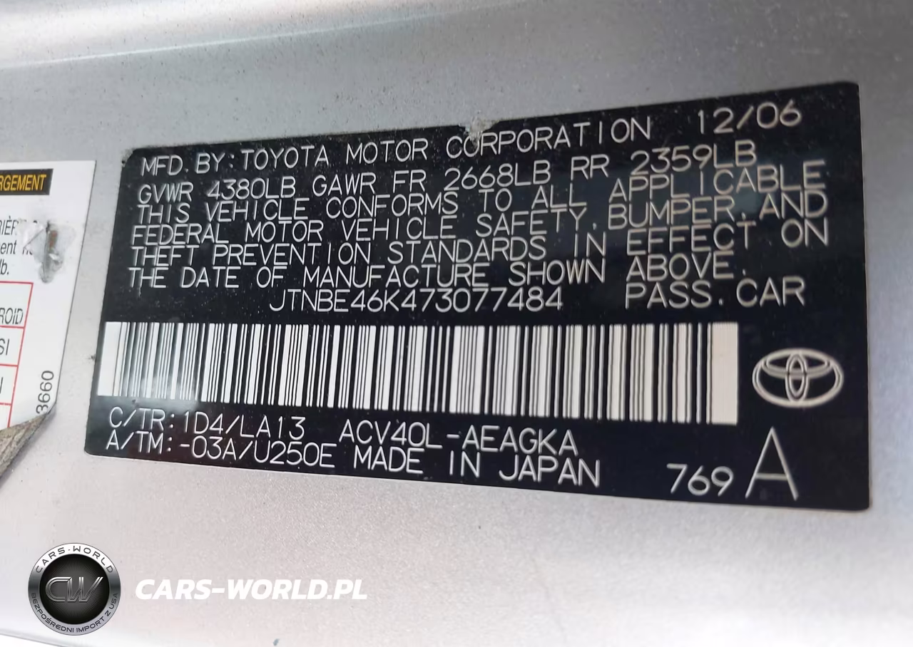 2007 Toyota Camry Xle VIN:JTNBE46K473077484 - 9