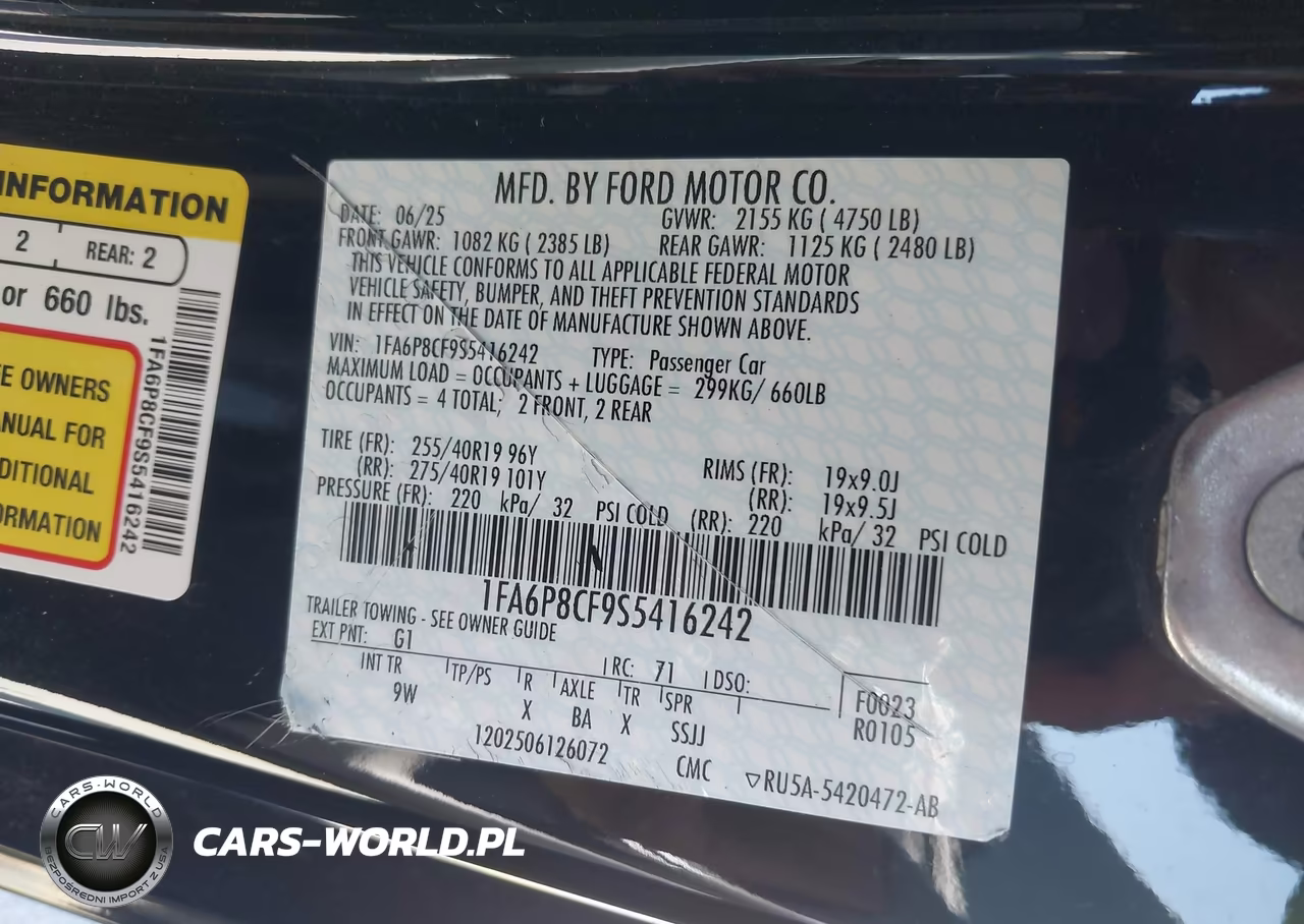 2025 Ford Mustang Gt Premium Fastback VIN:1FA6P8CF9S5416242 - 9