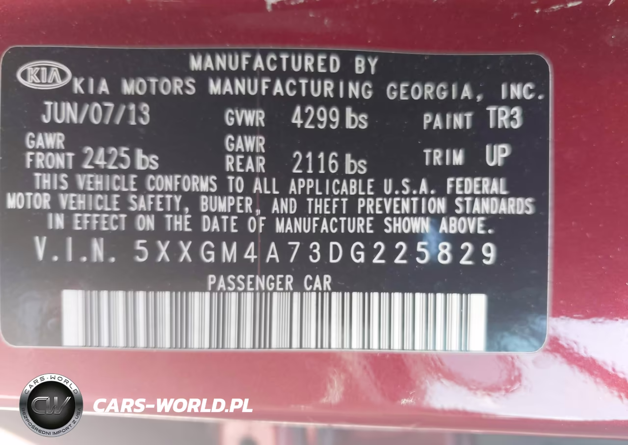 2013 Kia Optima Lx VIN:5XXGM4A73DG225829 - 9