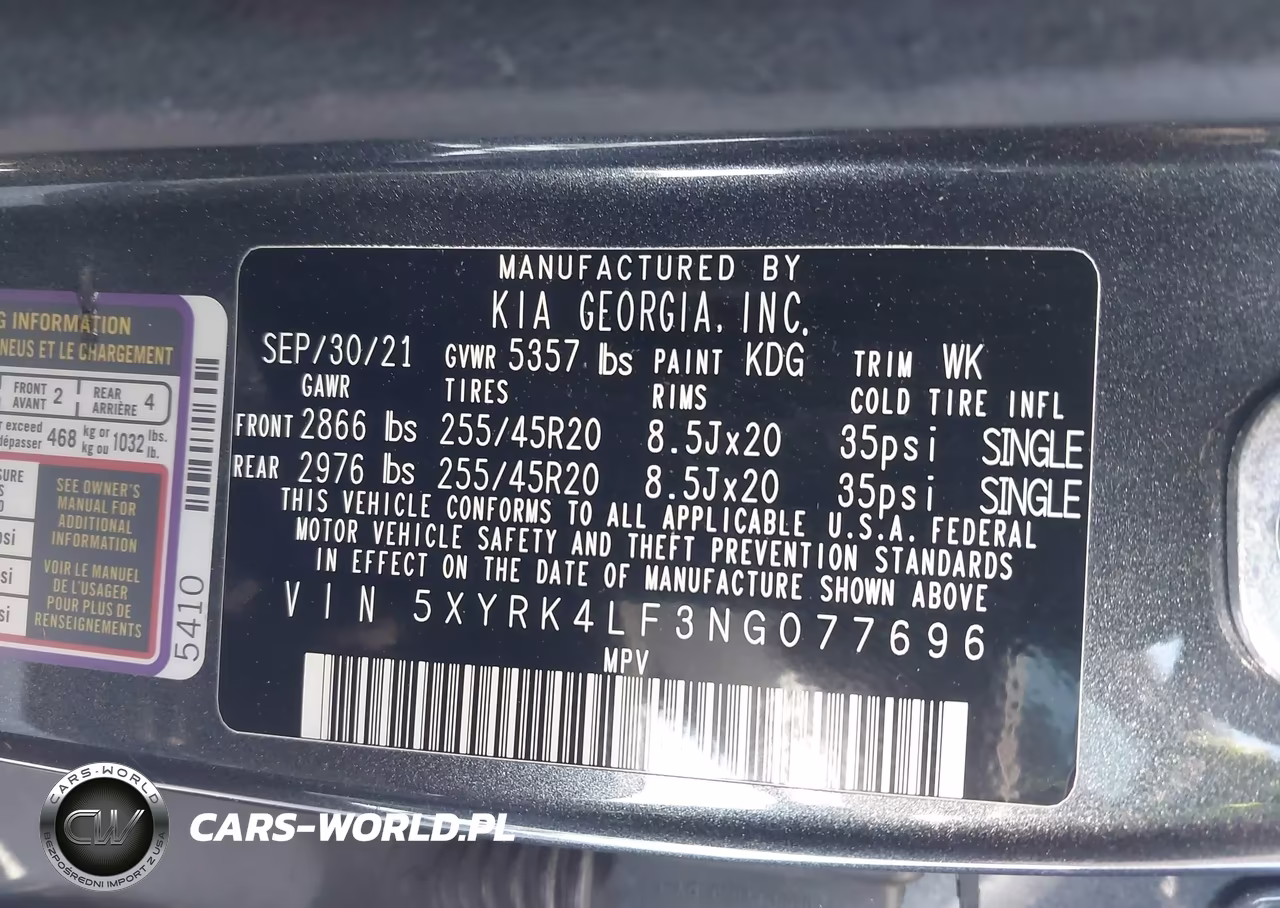 2022 Kia Sorento Sx-Sxp VIN:5XYRK4LF3NG077696 - 9
