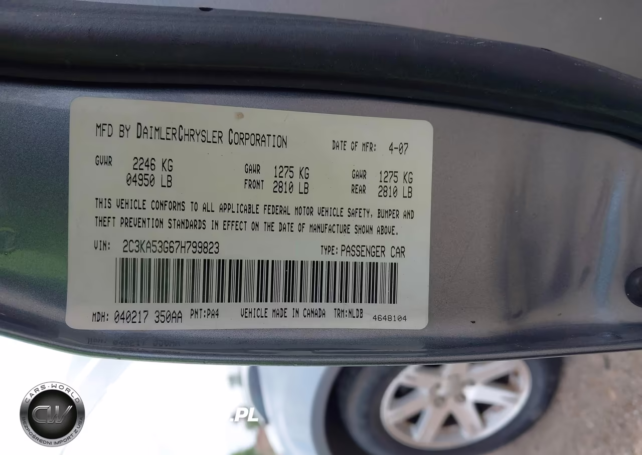 2007 Chrysler 300 Touring VIN:2C3KA53G67H799823 - 9