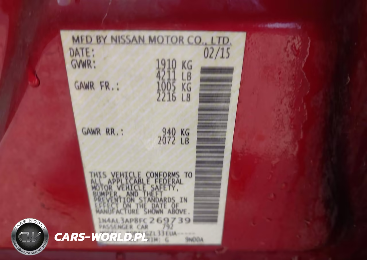 2015 Nissan Altima 2.5-2.5 S-2.5 Sl-2.5 Sv VIN:1N4AL3AP8FC269739 - 9
