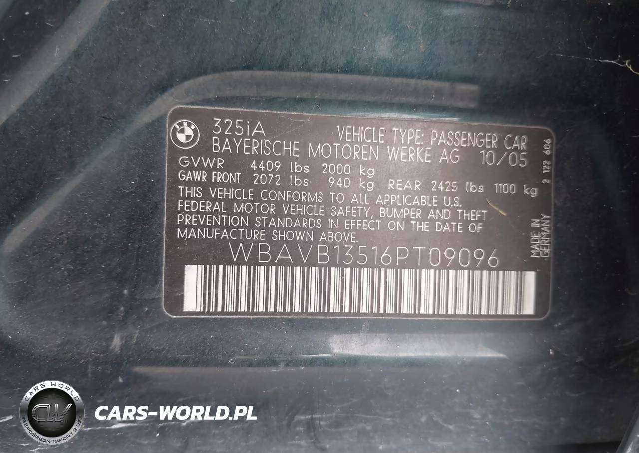 2006 BMW 325I VIN:WBAVB13516PT09096 - 9