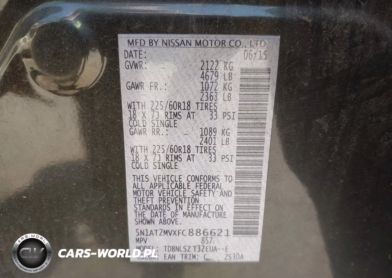 2015 Nissan Rogue Sl VIN:5N1AT2MVXFC886621 - 9