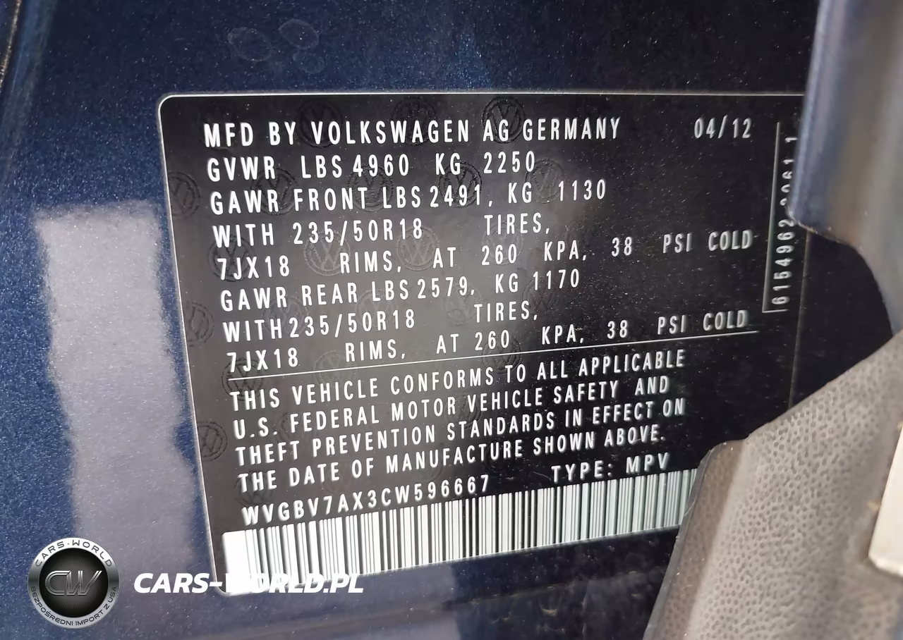 2012 Volkswagen Tiguan Se VIN:WVGBV7AX3CW596667 - 9