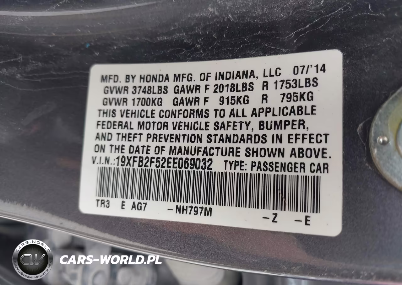 2014 Honda Civic Lx VIN:19XFB2F52EE069032 - 9