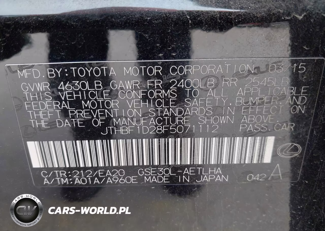 2015 Lexus Is 250 VIN:JTHBF1D28F5071112 - 9