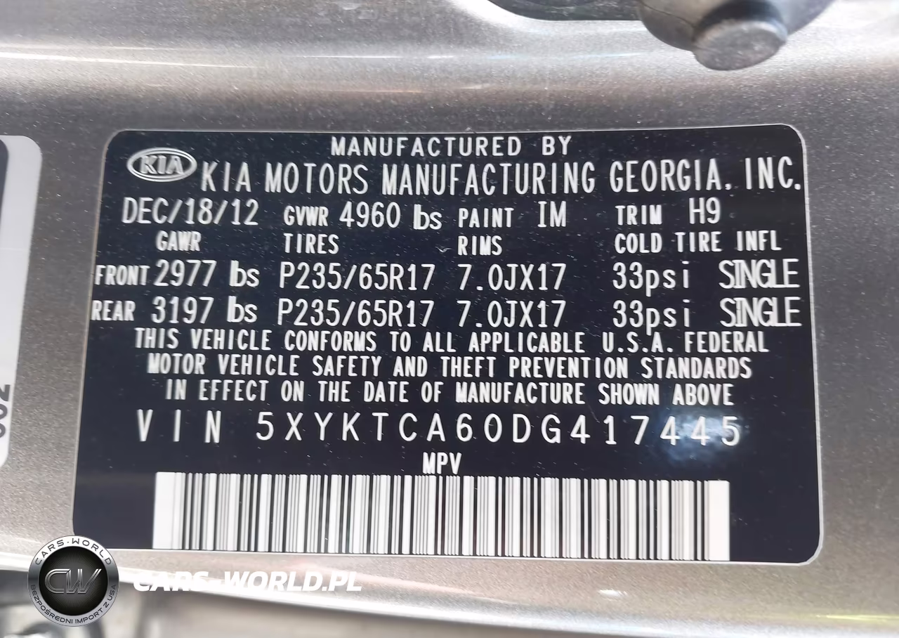 2013 Kia Sorento Lx VIN:5XYKTCA60DG417445 - 9