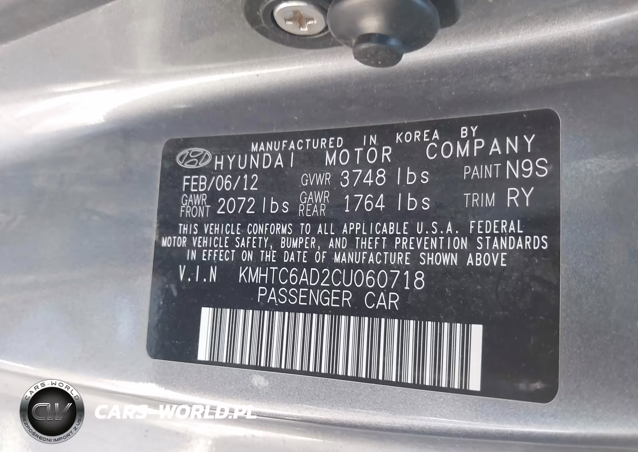 2012 Hyundai Veloster Base W-Black VIN:KMHTC6AD2CU060718 - 9