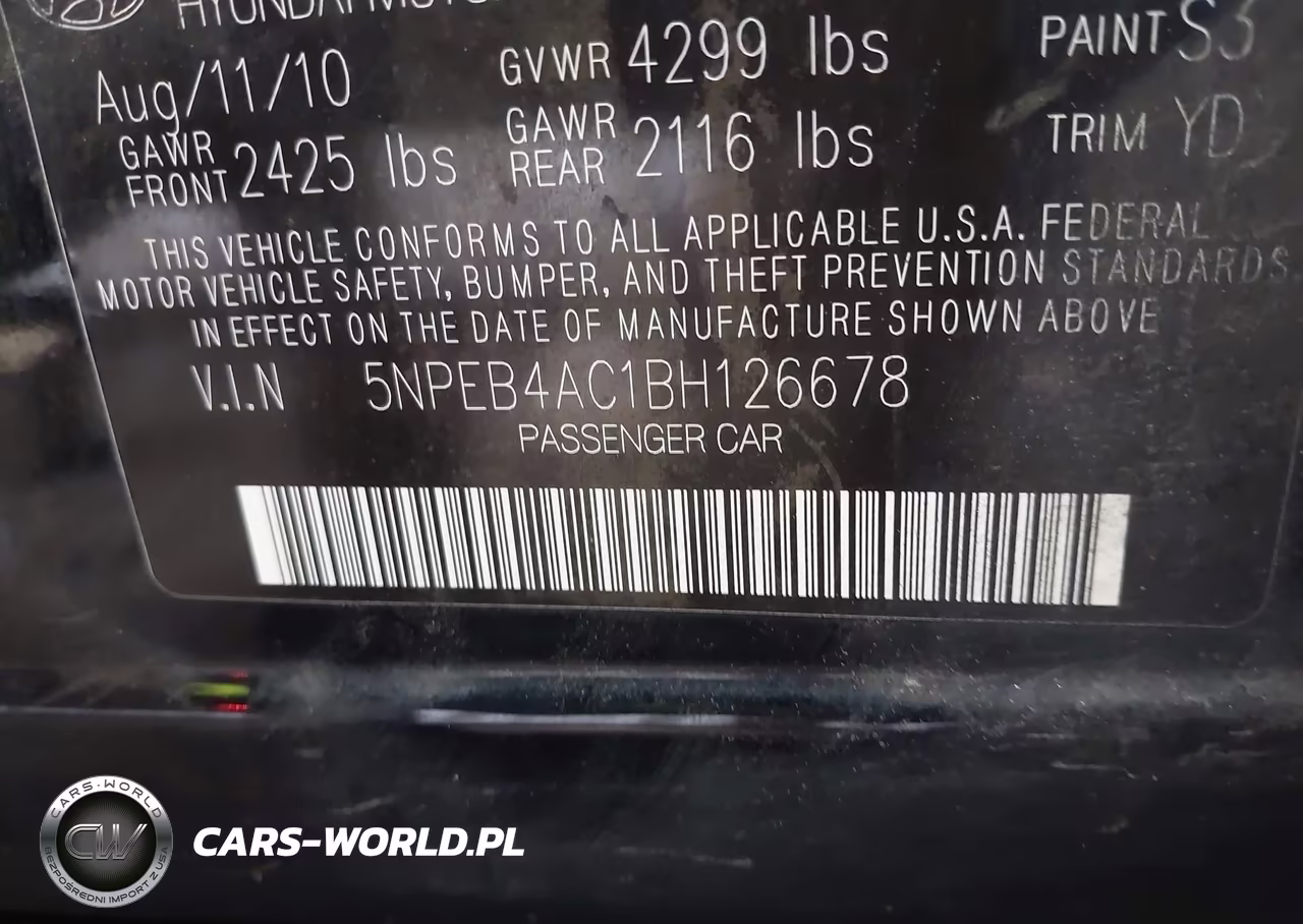 2011 Hyundai Sonata Gls VIN:5NPEB4AC1BH126678 - 9