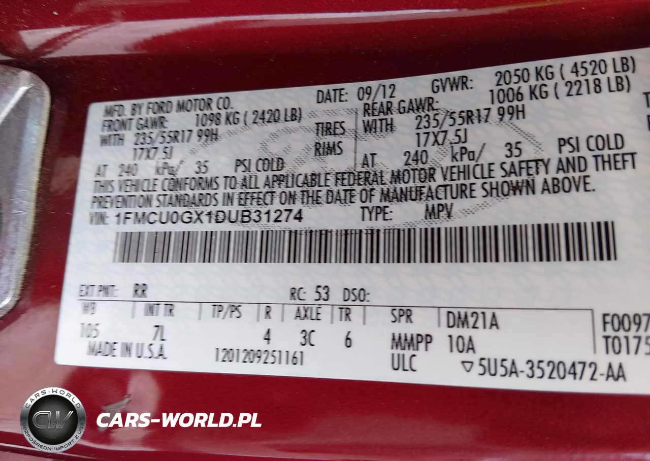 2013 Ford Escape Se VIN:1FMCU0GX1DUB31274 - 9