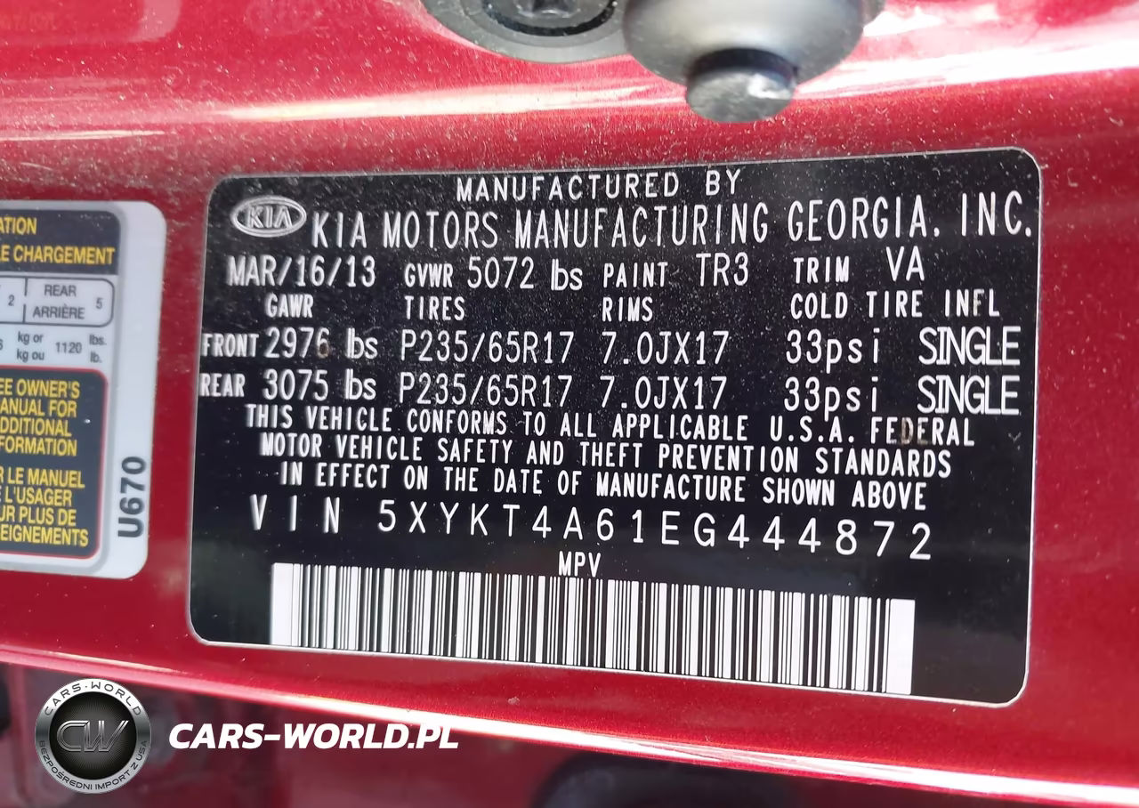 2014 Kia Sorento Lx VIN:5XYKT4A61EG444872 - 9
