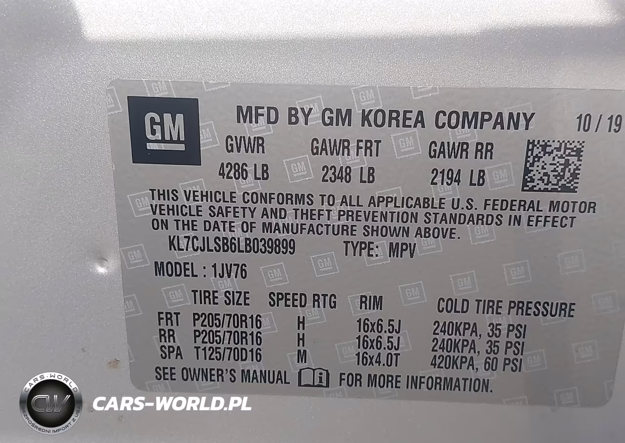 2020 Chevrolet Trax Fwd Lt VIN:KL7CJLSB6LB039899 - 9