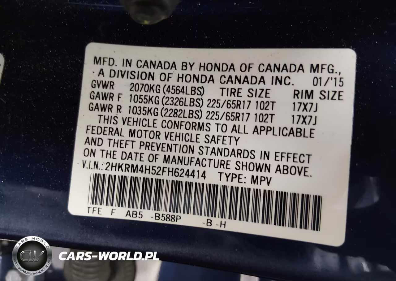 2015 Honda Cr-V Ex VIN:2HKRM4H52FH624414 - 9