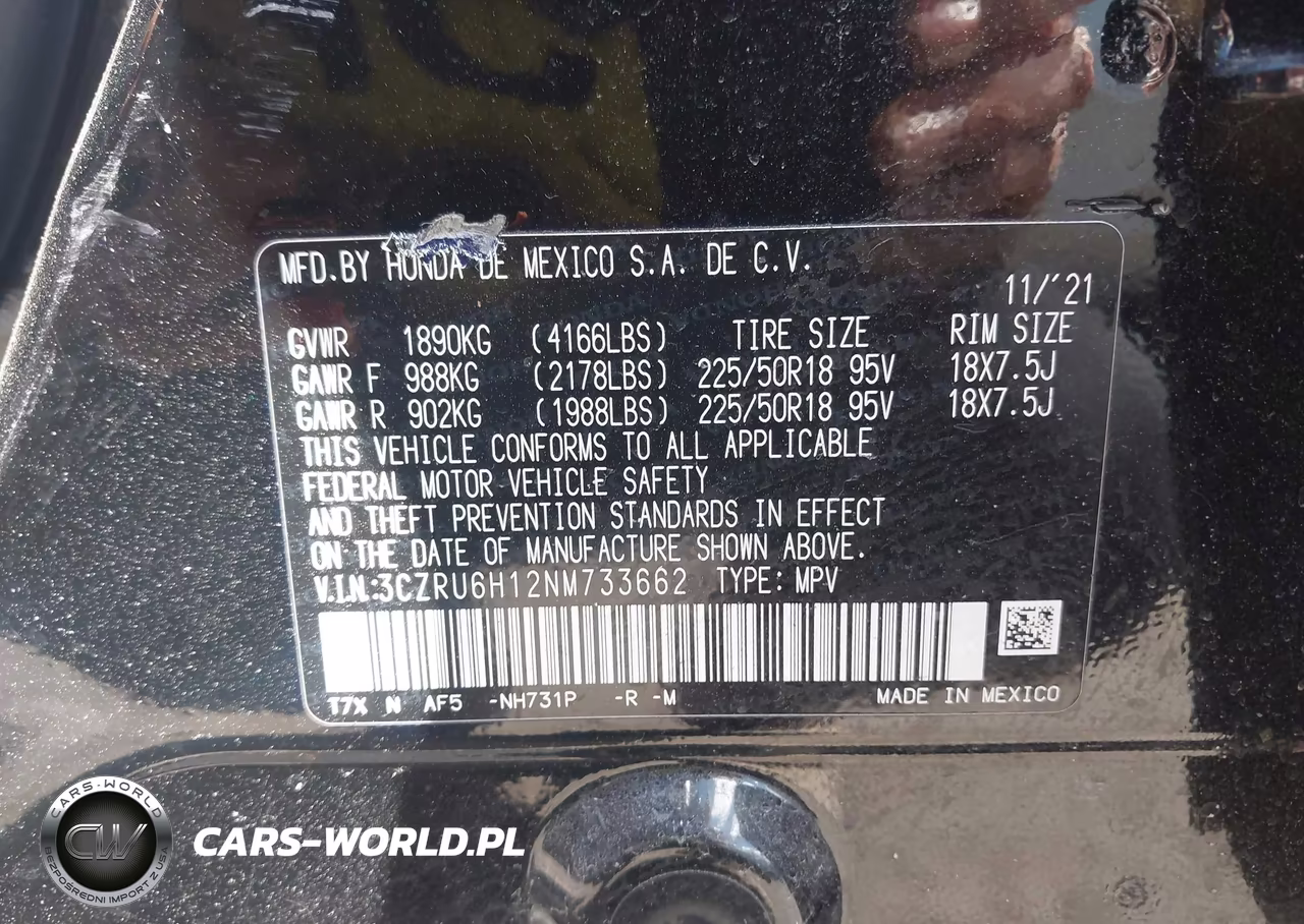 2022 Honda Hr-V Awd Sport VIN:3CZRU6H12NM733662 - 9