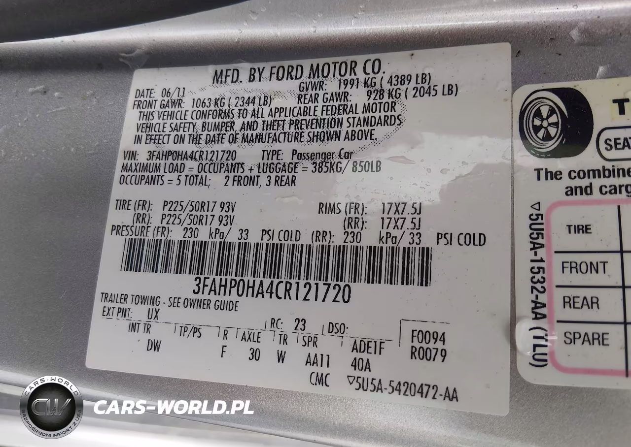 2012 Ford Fusion Se VIN:3FAHP0HA4CR121720 - 9