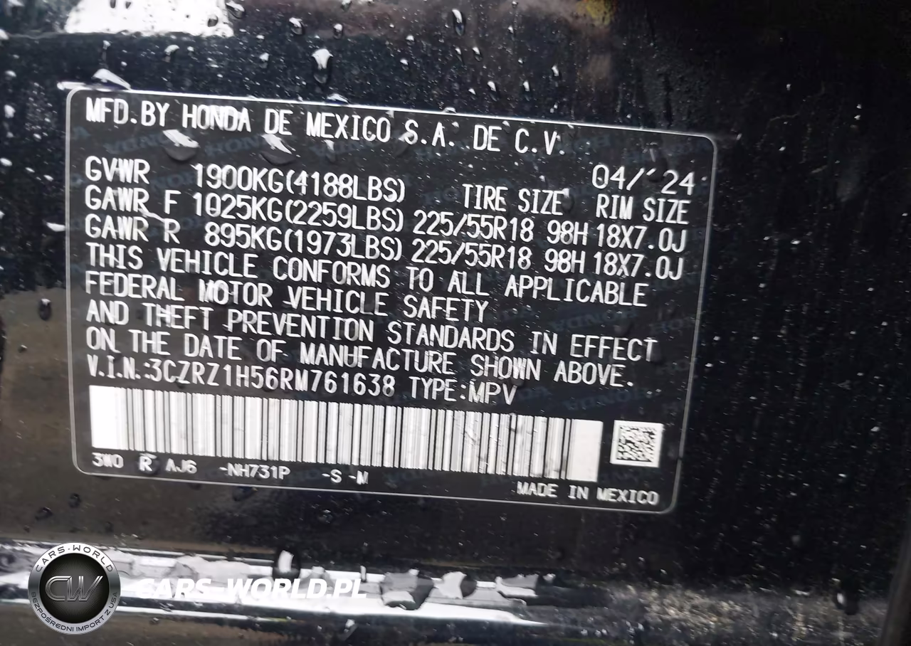2024 Honda Hr-V VIN:3CZRZ1H56RM761638 - 9