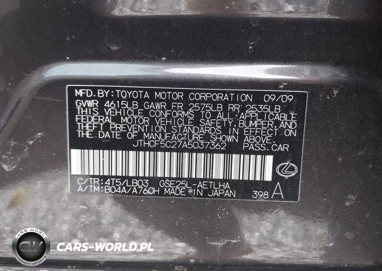 2010 Lexus Is 250 VIN:JTHCF5C27A5037362 - 9