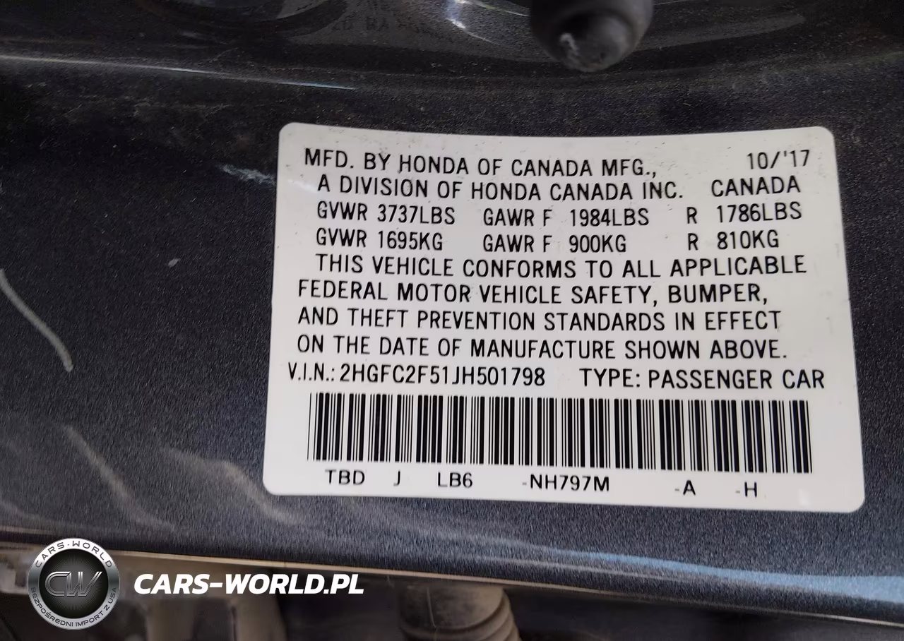 2018 Honda Civic Lx VIN:2HGFC2F51JH501798 - 9
