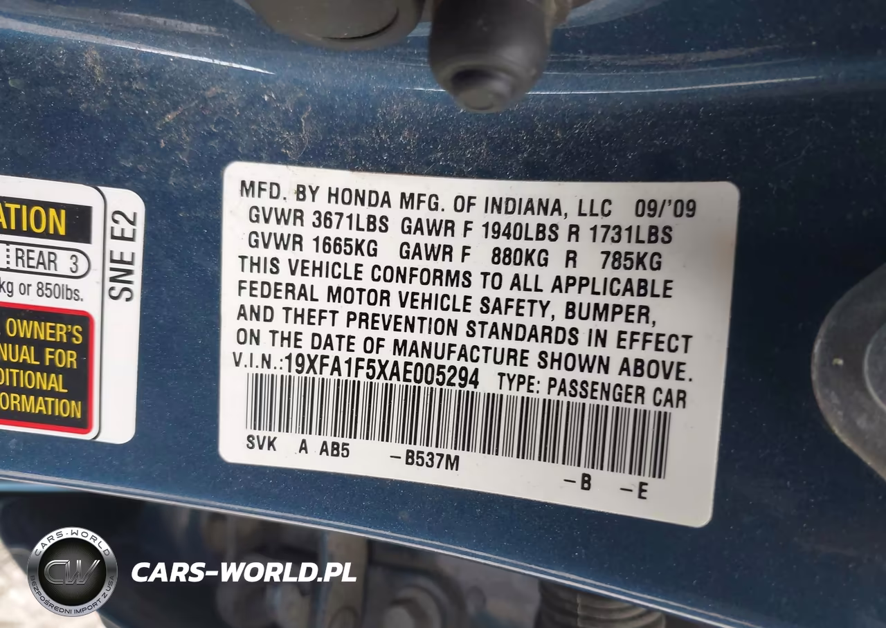 2010 Honda Civic Lx VIN:19XFA1F5XAE005294 - 9
