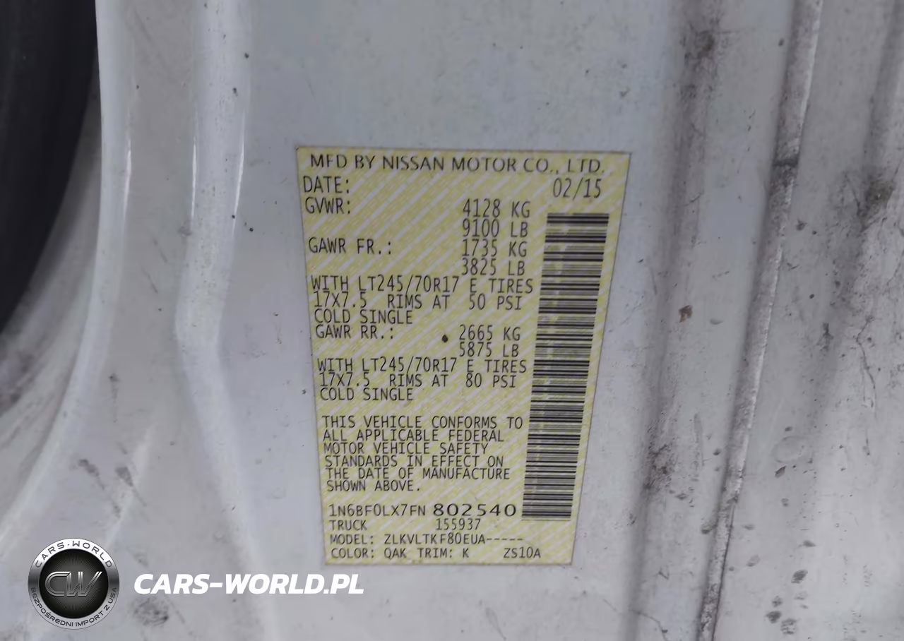 2015 Nissan Nv Cargo Nv2500 Hd Sv V6 VIN:1N6BF0LX7FN802540 - 9