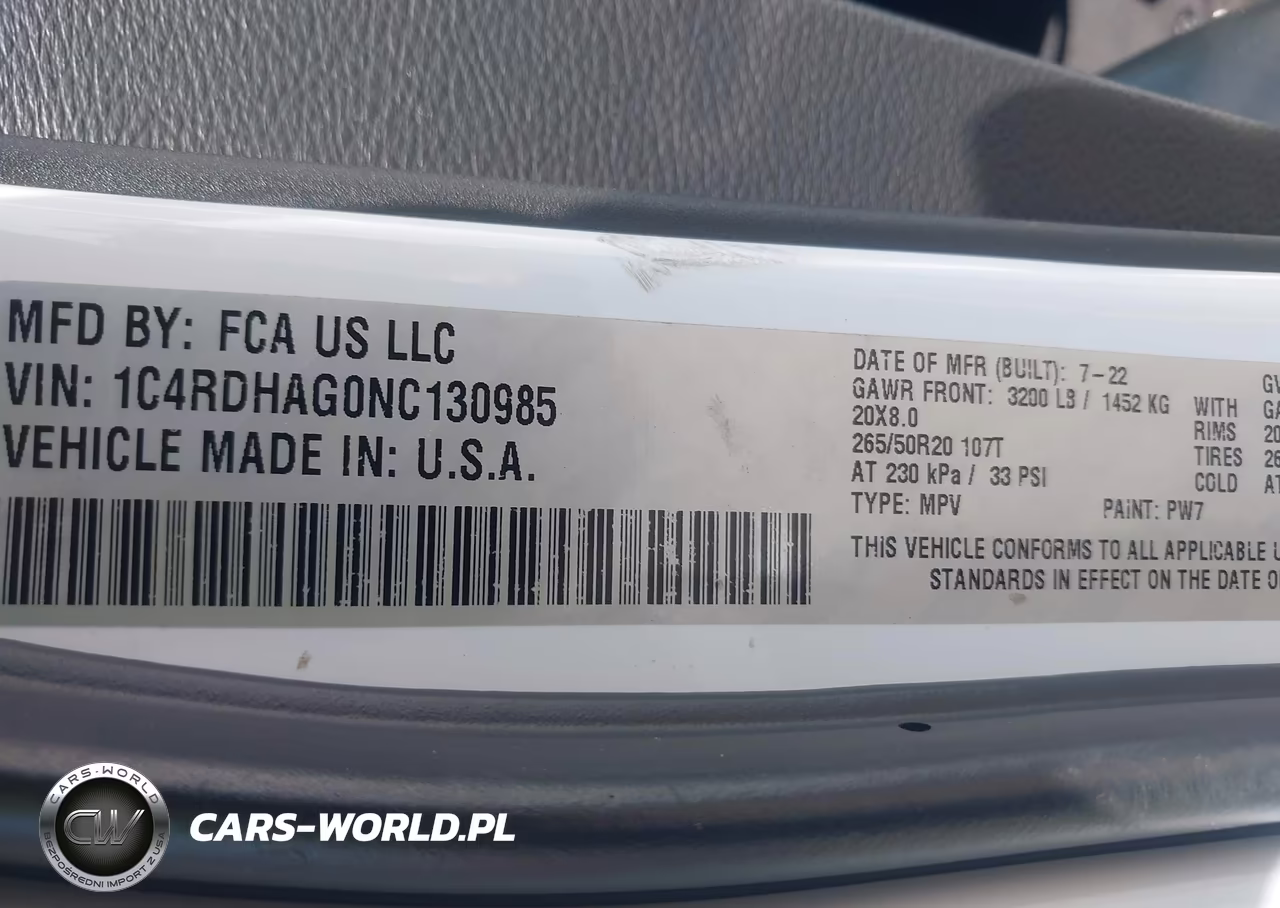 2022 Dodge Durango Sxt Rwd VIN:1C4RDHAG0NC130985 - 9