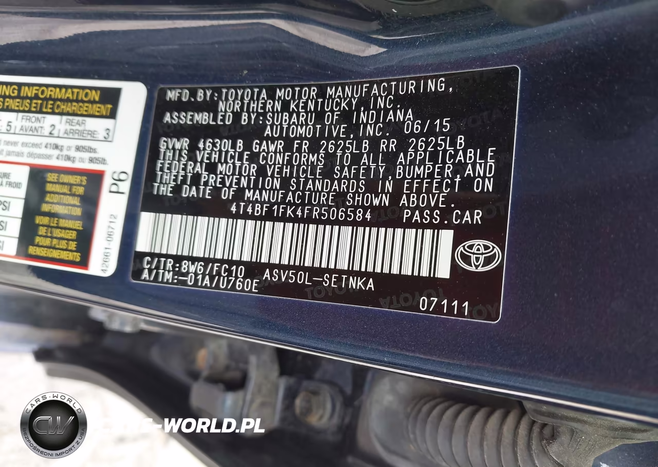 2015 Toyota Camry Le VIN:4T4BF1FK4FR506584 - 9