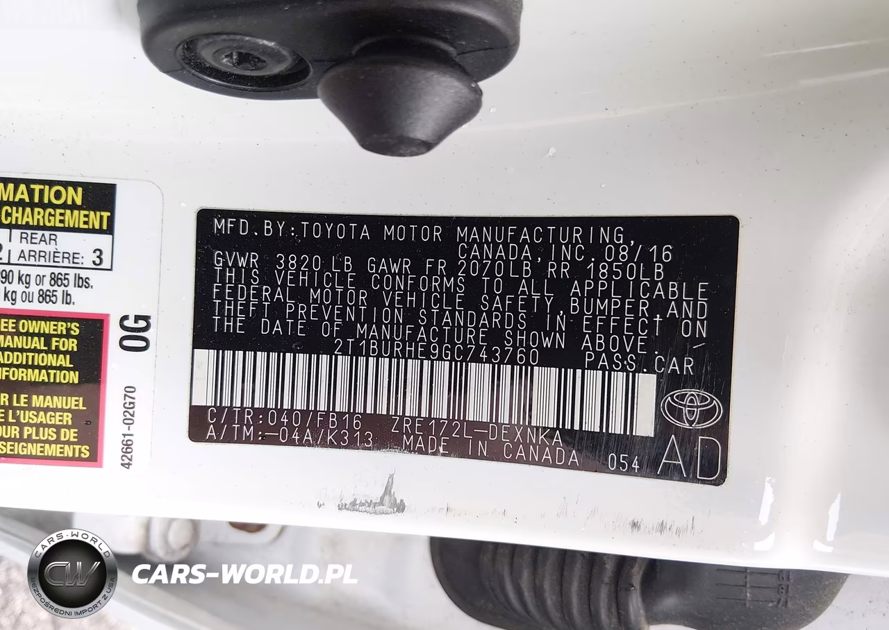 2016 Toyota Corolla Le VIN:2T1BURHE9GC743760 - 8