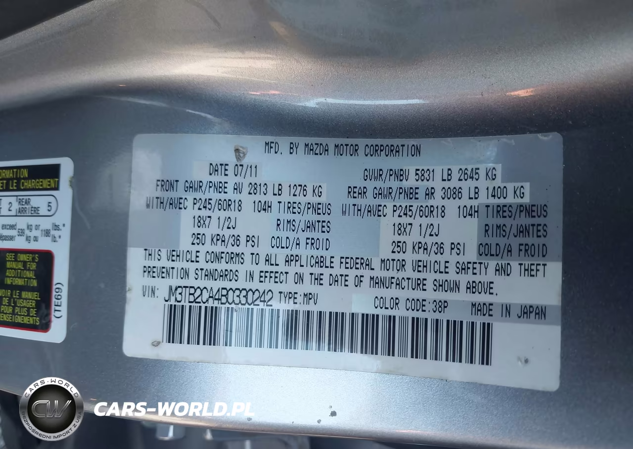 2011 Mazda Cx-9 Touring VIN:JM3TB2CA4B0330242 - 9