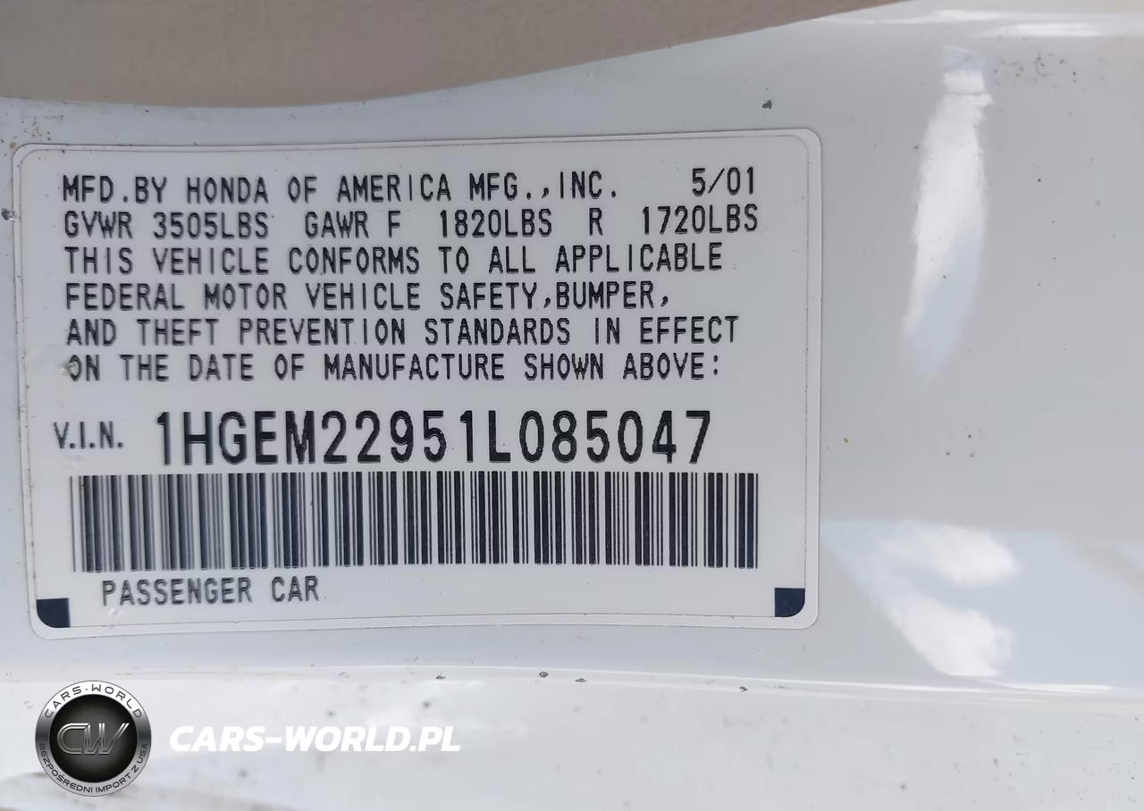 2001 Honda Civic Ex VIN:1HGEM22951L085047 - 9