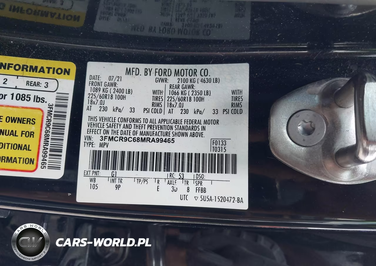2021 Ford Bronco Sport Outer Banks VIN:3FMCR9C68MRA99465 - 9