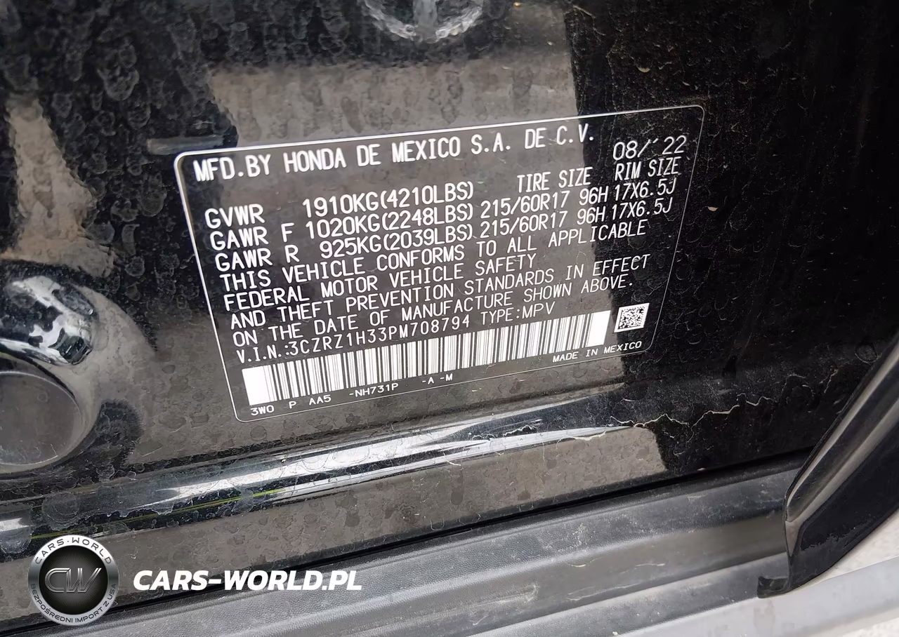 2023 Honda Hr-V 2Wd Lx VIN:3CZRZ1H33PM708794 - 9