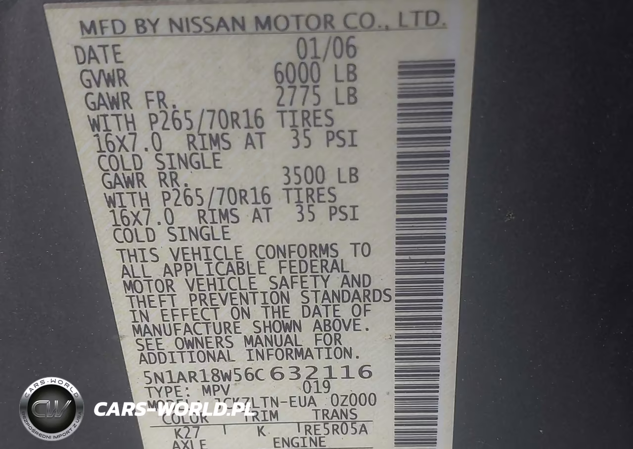 2006 Nissan Pathfinder Se VIN:5N1AR18W56C632116 - 9