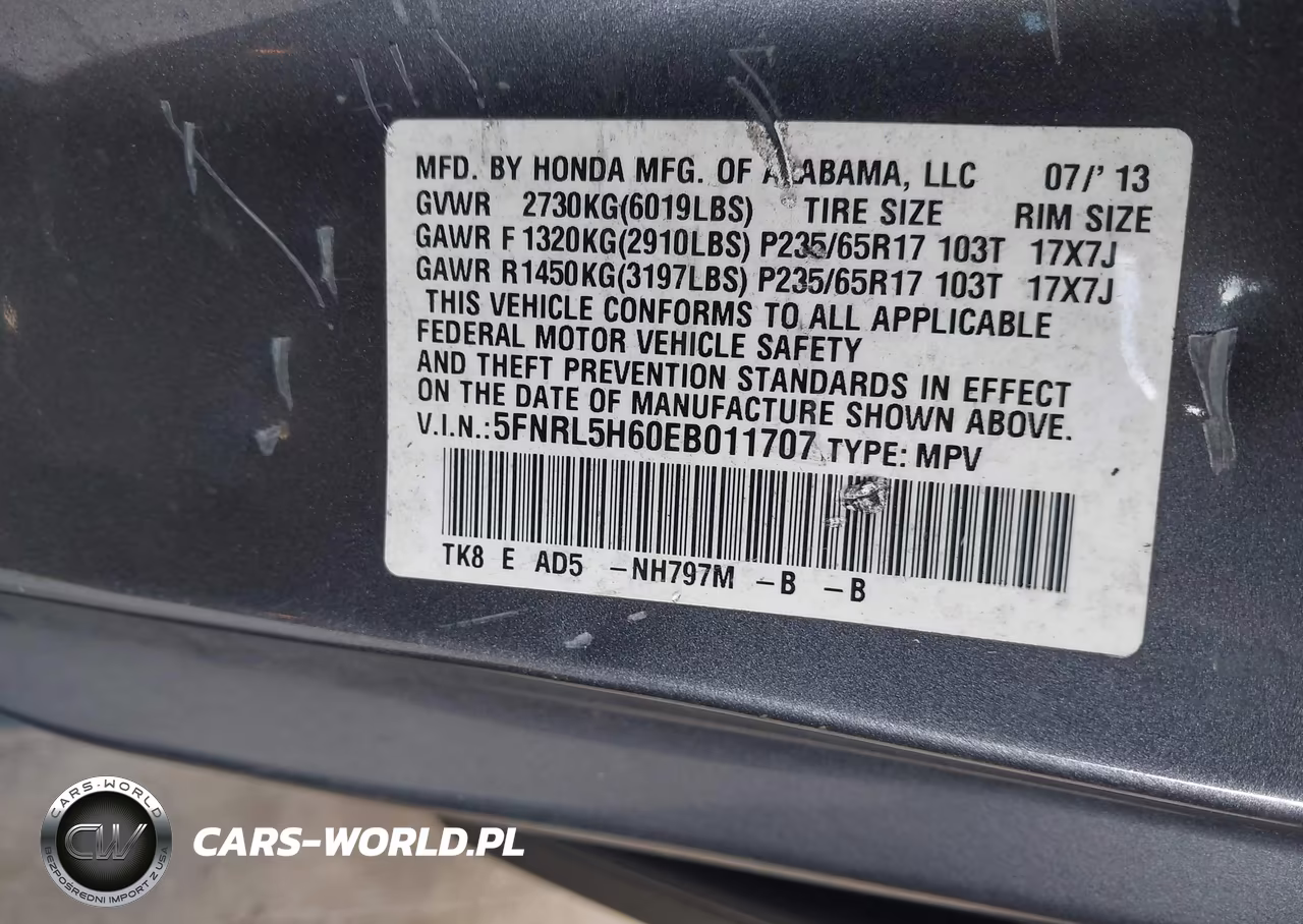 2014 Honda Odyssey Ex-L VIN:5FNRL5H60EB011707 - 9