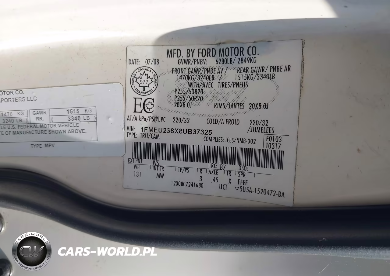 2008 Ford Explorer Sport Trac Limited VIN:1FMEU238X8UB37325 - 9
