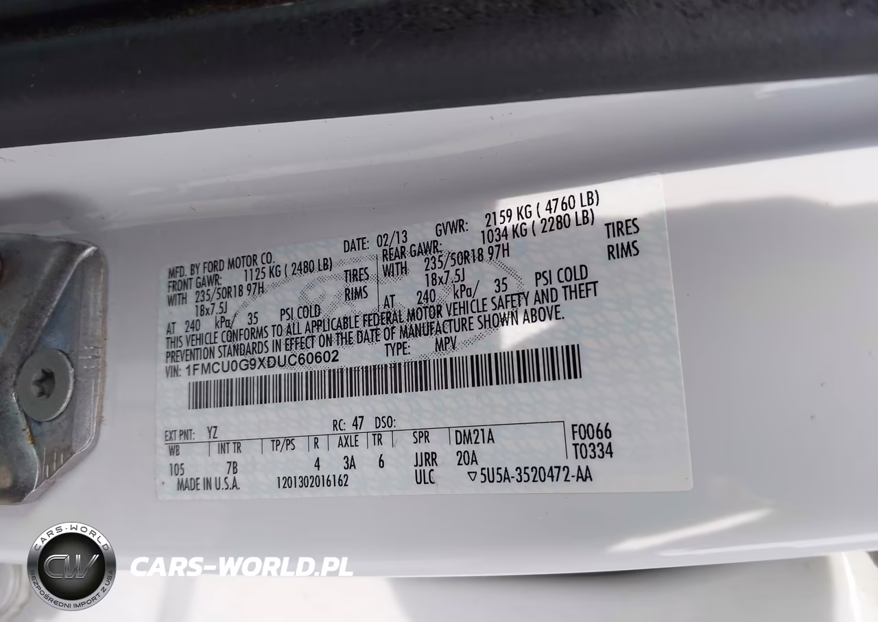 2013 Ford Escape Se VIN:1FMCU0G9XDUC60602 - 9