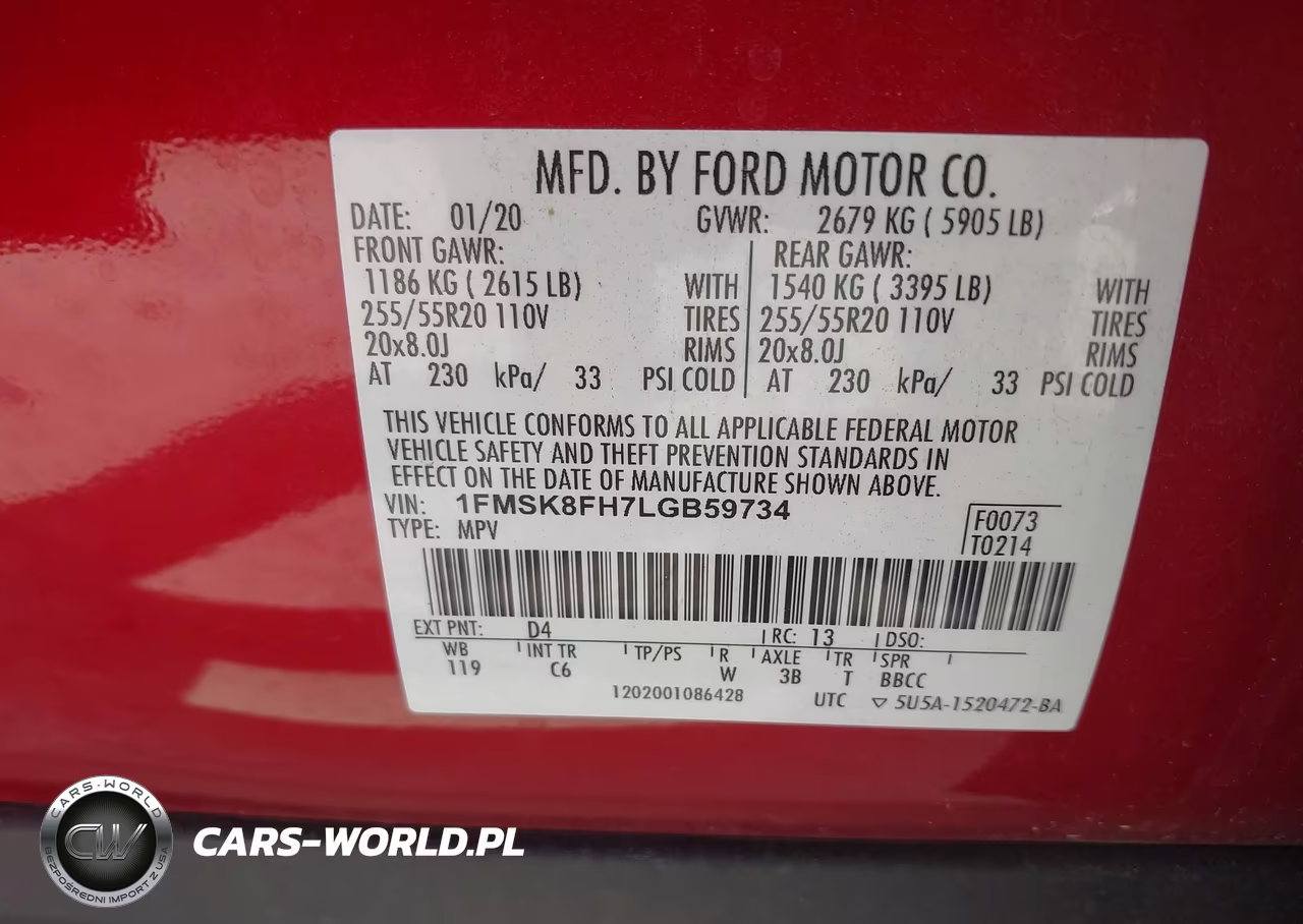 2020 Ford Explorer Limited VIN:1FMSK8FH7LGB59734 - 9