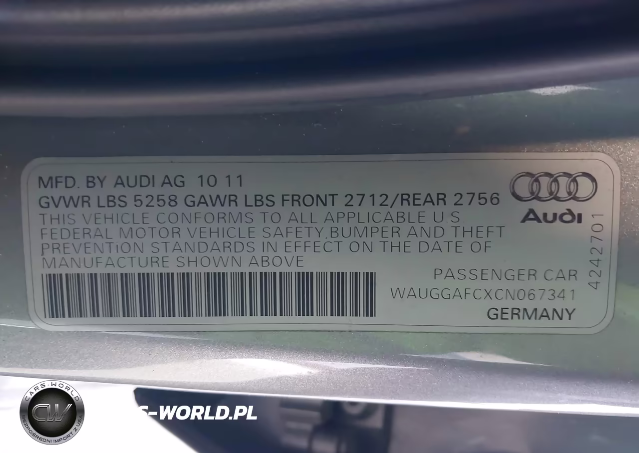 2012 Audi A6 3.0 Premium VIN:WAUGGAFCXCN067341 - 9